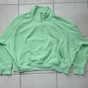 Light Green Half-Zip Pullover Sweatshirt